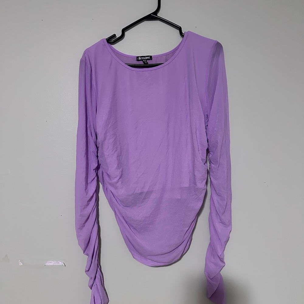 DollsKill x Horoscopez Purple Mesh Crop Top